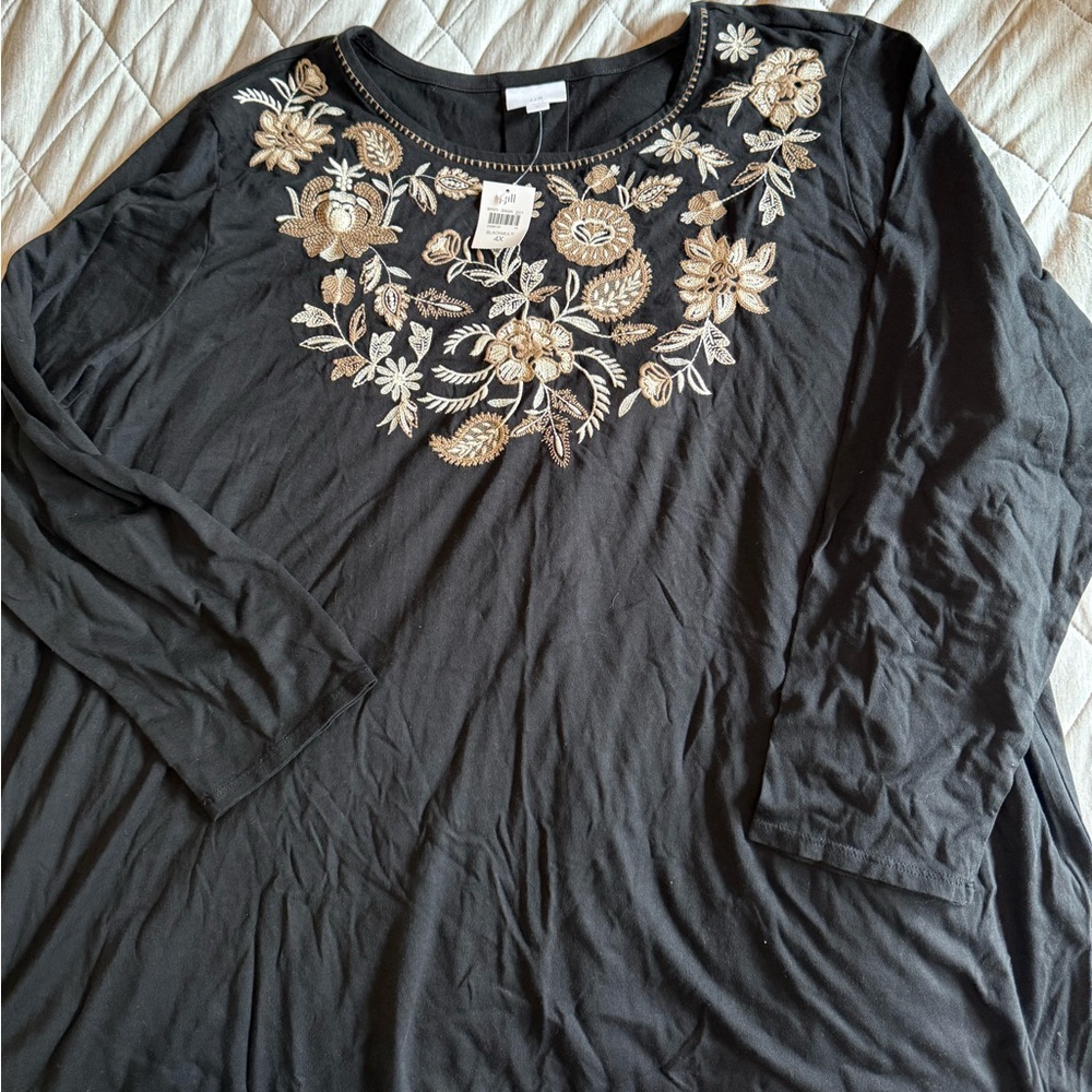BNWT 4x J.Jill embroidered blouse 3/4 long sleeve